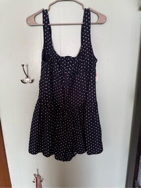 Altar’d State Navy Polka Dot Sleeveless Romper